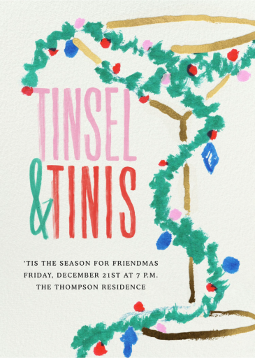Tinsel and Tinis - Holiday Party Invitation by Phthalo Ruth