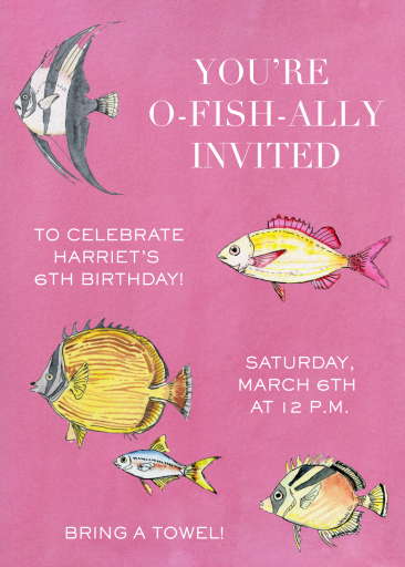 Pink Watercolor Fish Invitation