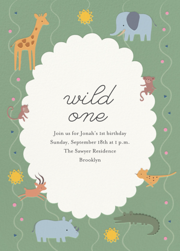 Pastel Safari - First Birthday Invitation by Little Cube