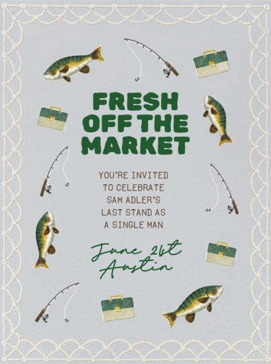 Fishing Motif Bachelor Invitation