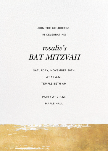 Simple Brushstroke - Bar & Bat Mitzvah Invitation by Sugar Paper