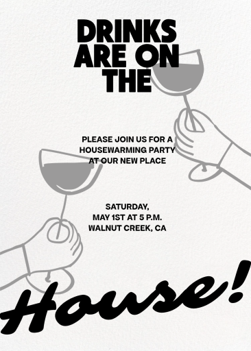 Las bebidas corren a cargo de la casa - Invitación a la fiesta de inauguración de la casa por Paperless Post