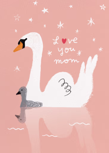 Swimming Swan - Mother's Day Card by Carolyn Suzuki Studio