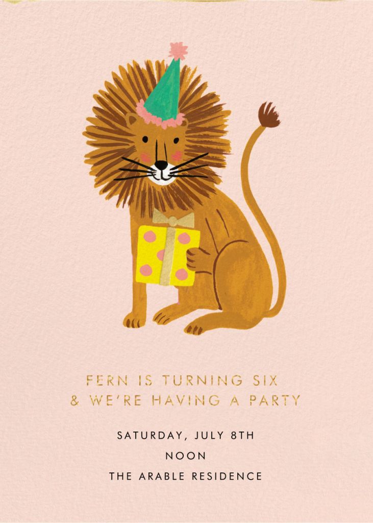 Lion Birthday Invitation