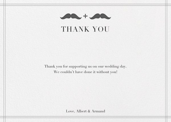 Lips and Stache (Wedding Stationery) - Thank You Card by Jonathan Adler