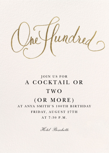 Milestone Manuscript - 100th Birthday Invitation by Stephanie Fishwick