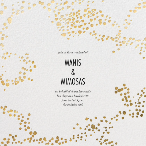 Metallic Paint Splatter - Bachelorette Party Invitation by Kelly Wearstler