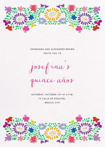 Oaxacan Flowers - Quinceañera Invitation by Paperless Post