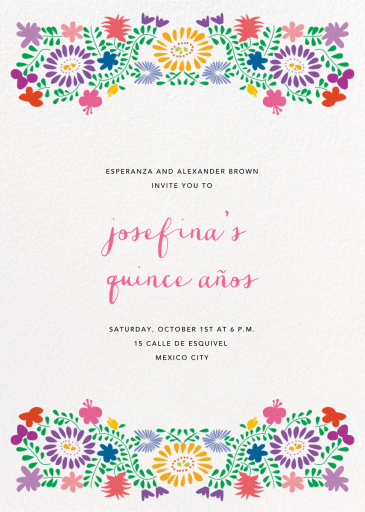 Oaxacan Flowers - Quinceañera Invitation by Paperless Post