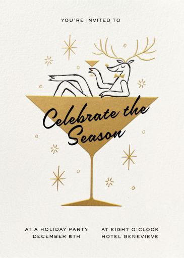 Reindeer Sipping Cocktail - Party Invitation by Paperless Post
