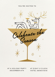 Reindeer Sipping Cocktail - Holiday Party Invitation by Paperless Post