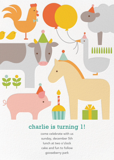 Barnyard Bash - First Birthday Invitation by Petit Collage