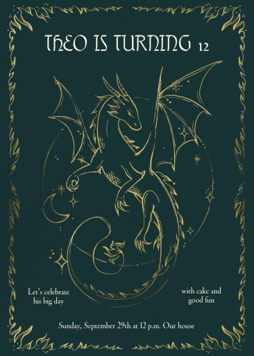 Cuento del dragón - Invitación de cumpleaños de Paperless Post