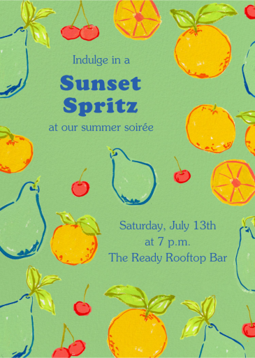 Raining Fruit - Summer Party Invitation by Iris + Marie