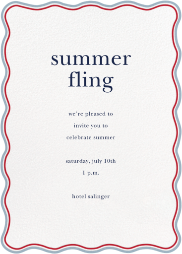 Blue and Red Wavy Edge - Party Invitation by Sugar Paper