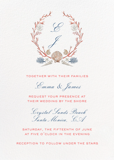 Coral Wreath (Riley Sheehey) - Wedding Invitation by Dogwood Hill