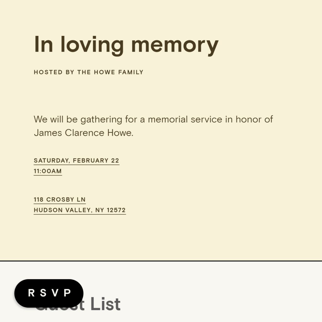 Memorial service invitations  Send online instantly  RSVP tracking