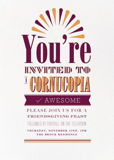 A Cornucopia of Awesome - Thanksgiving Invitation by Crate & Barrel