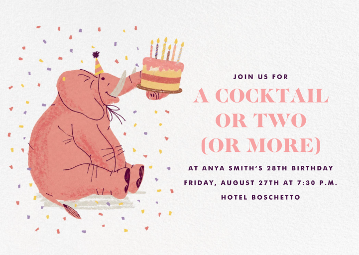 Pink Elephant Walk - Birthday Invitation by Paperless Post