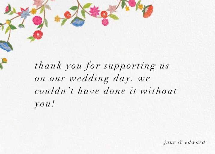 Stitched Floral II  - Thank You - Stationery by Oscar de la Renta