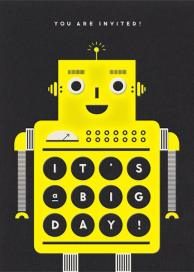 Indigo Robot - Birthday Invitation by The Indigo Bunting