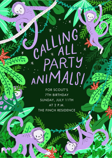 Jungle Hang - Birthday Invitation by Hello!Lucky
