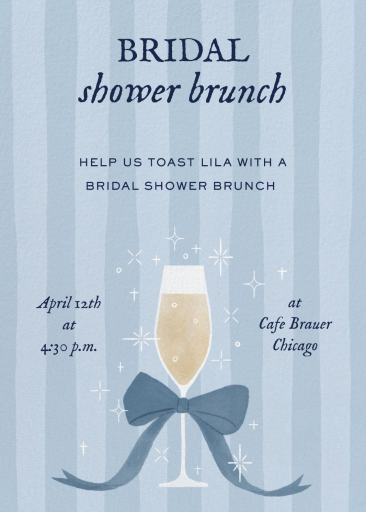 Blue Bow Champagne Invitation