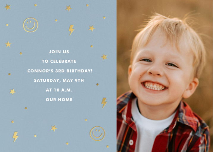 Photo Smiley Star Bolt Invitation