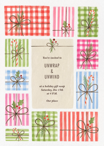 Plaid Gift Holiday Invitation