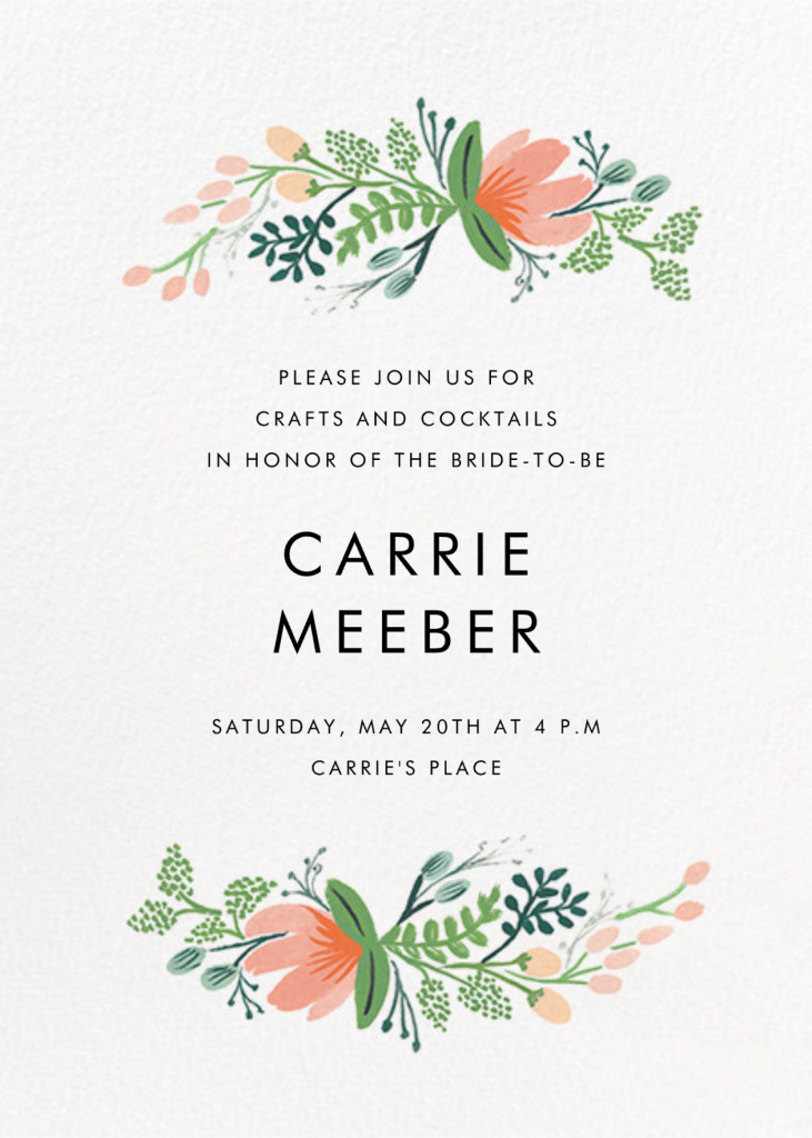 Primrose Garland Bridal Shower Invitation Send online instantly