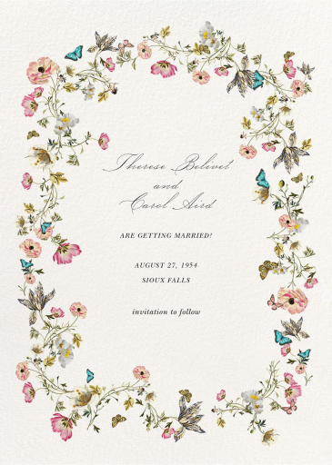 Blue Butterflies - Save the Date by  Monique Lhuillier