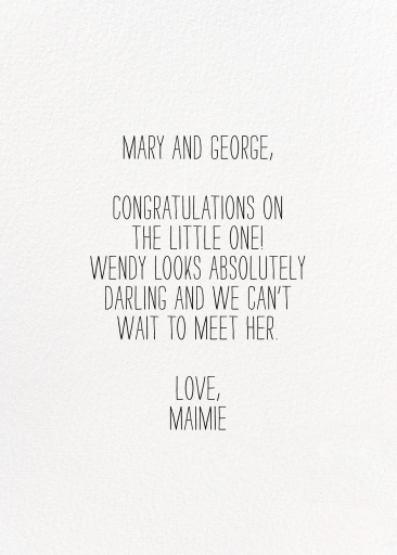 Baby's Playtime - Congratulations Card by Hartland Cards - Back