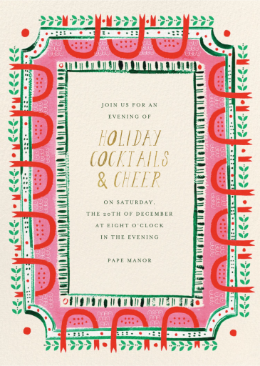 Nordic Illustrated Border - Holiday Party Invitation by Mr. Boddington's Studio