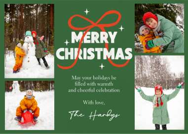 Photo Christmas Bow Collage Card