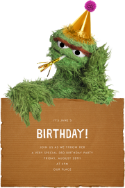 Grouchy Oscar - Birthday Invitation by Sesame Street