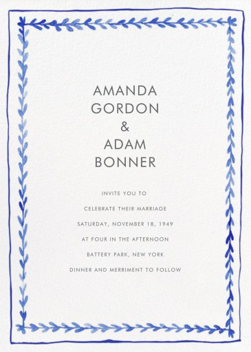Branch Border - Tall - Wedding Invitation by Linda and Harriett