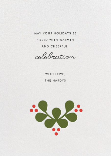 Three Little Birds - Holiday Card by Petit Collage - Back