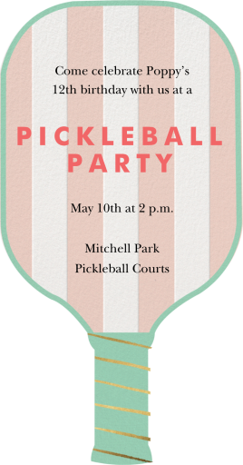 Raqueta de pickleball - Invitación de cumpleaños de Meri Meri