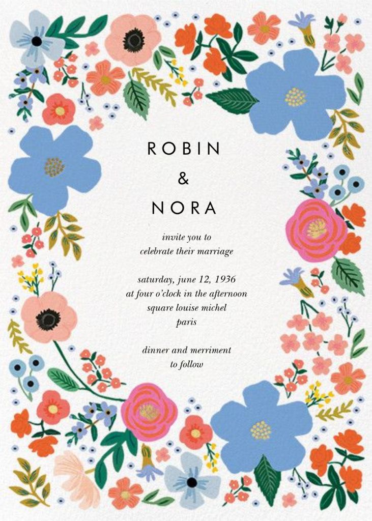 Wild Rose Border Invitation