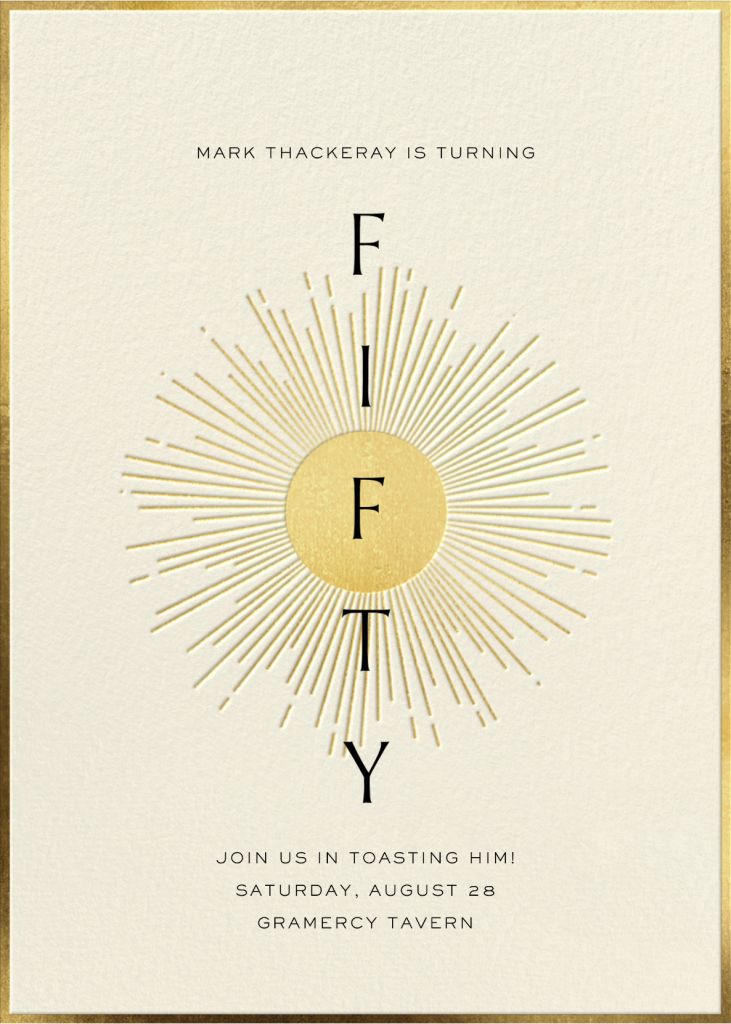 Golden Starburst Birthday Invitation Send online instantly RSVP