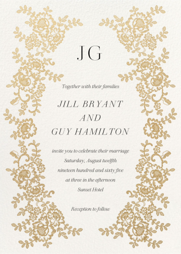 Gold Filigree Floral - Invitation by  Monique Lhuillier