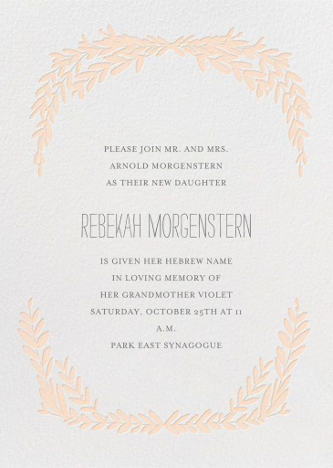 Laurel in Love - Bris/Baby Naming Invitation by Mr. Boddington's Studio