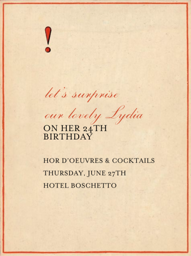 Red Letter - Invitation by John Derian - Back