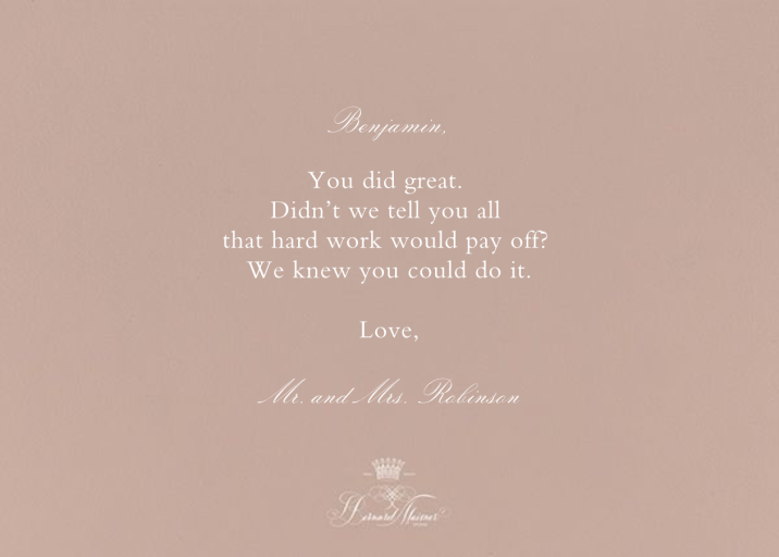 Congratulations Flourish - Graduation Card by Bernard Maisner - Back