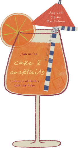 Aperol Spritz Cutout - Birthday Invitation by Maisy Summer