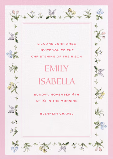 Dainty Florals (Riley Sheehey) - Baptism & Christening Invitation by Dogwood Hill