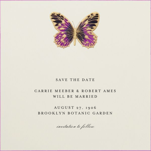 Hand Painted Butterfly - Save the Date by Bernard Maisner