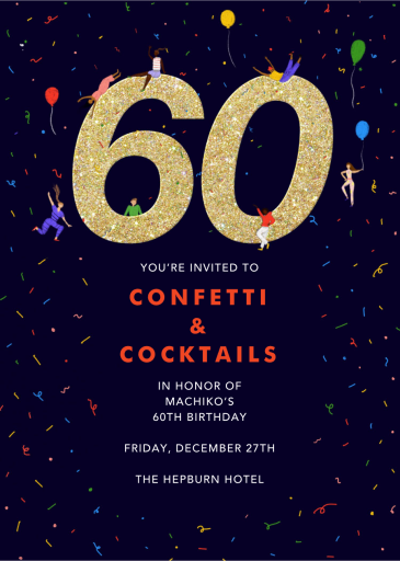 Glitter Groove - 60th Birthday Invitation by Carolyn Suzuki Studio