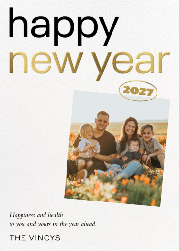 Photo New Year Gold Text Card