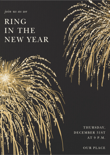 Golden Sparks - New Year's Eve Invitation by Oscar de la Renta